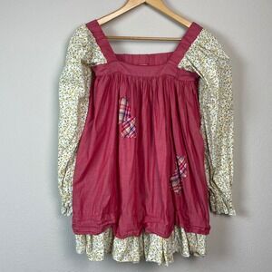 Weissman Costumes Red Floral Patchwork Peasant Blouse Long Sleeve LC Cosplay